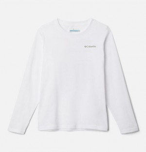 Kids' Columbia Dobson Pass™ Long Sleeve Graphic T-Shirt White | US-NBYVTU-120