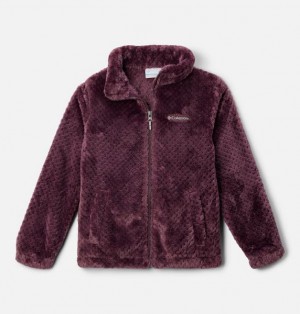 Kids' Columbia Fire Side Fleece Jackets Burgundy | US-WSDHMR-238