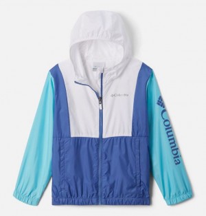 Kids' Columbia Lily Basin™ Hooded Windbreaker White / Turquoise | US-THXLEF-734