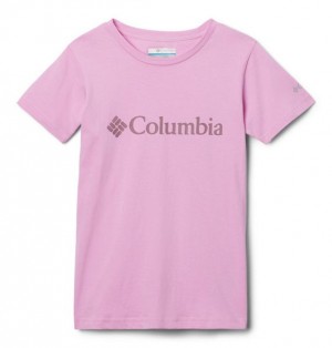 Kids' Columbia Mission Lake™ Graphic Casual Cotton T-Shirt Pink | US-XSYVNA-972