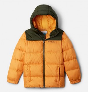 Kids' Columbia Puffect™ II Hooded Jackets Yellow / Deep Green | US-ZFNQCT-530