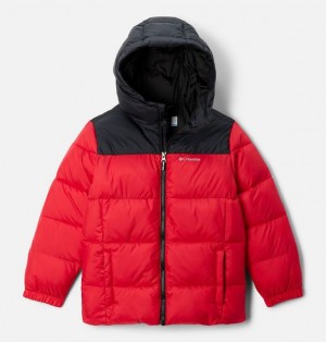 Kids' Columbia Puffect™ II Hooded Jackets Blue / Red / Black | US-PYSIHD-548