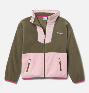 Kids' Columbia Sequoia Grove™ Fleece Jackets Grey / Green / Pink | US-XDMJCL-691