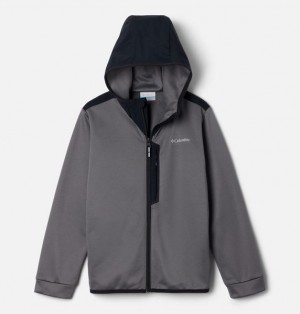 Kids' Columbia Tech™ Hooded Fleece Jackets Grey / Black | US-ZNVGUE-493