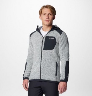 Men Columbia Arctic Crest™ Technical Hooded Fleece Jackets White / Black | US-CWATHR-560