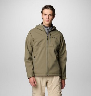 Men Columbia Ascender™ II Hooded Softshell Hiking Jackets Grey / Green | US-DWUIOJ-637