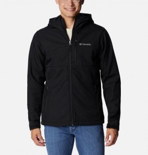 Men Columbia Ascender™ II Hooded Softshell Hiking Jackets Black | US-GXLHFS-267