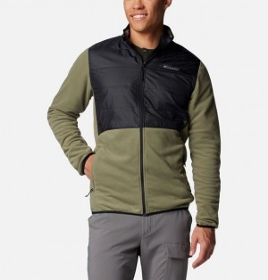 Men Columbia Basin Butte™ II Hybrid Fleece Jackets Grey / Green / Black | US-LWIGAR-837