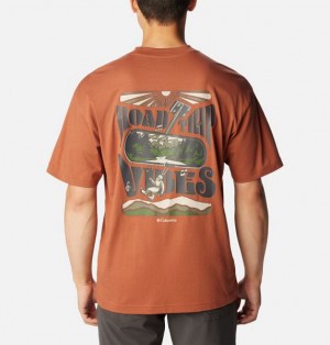 Men Columbia Black Butte™ Organic Cotton Graphic T-Shirt Brown | US-EGRJHX-178