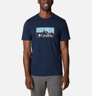 Men Columbia CSC™ Seasonal Logo T-Shirt Navy | US-WFKAMV-385