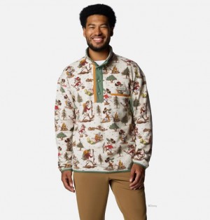 Men Columbia CSC x Mickey and Friends Half Snap Fleece Light Brown | US-OACPTZ-075