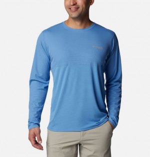 Men Columbia Cirque River™ Technical Long Sleeve T-Shirt Blue | US-VCMXOF-721