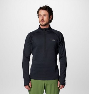 Men Columbia Crystal Leaf™ Omni-Heat™ Helix Technical Half Zip Fleece Black | US-RLTVWM-930