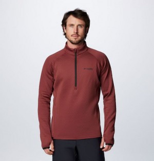 Men Columbia Crystal Leaf™ Omni-Heat™ Helix Technical Half Zip Fleece Brown | US-FMQISZ-920