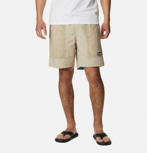 Men Columbia Deschutes Valley™ Reversible Shorts Khaki / Blue | US-HYVMZE-389