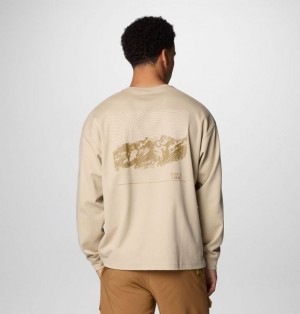 Men Columbia Duxbery™ Relaxed Long Sleeve T-Shirt Khaki | US-FLKHBZ-089