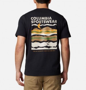 Men Columbia Explorers Canyon™ Back Graphic T-Shirt Black | US-JBDMSW-692