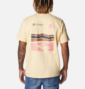 Men Columbia Explorers Canyon™ Back Graphic T-Shirt Yellow | US-QIOWCU-042