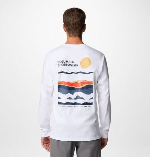 Men Columbia Explorers Canyon™ Long Sleeve T-Shirt White | US-JDUWXZ-913