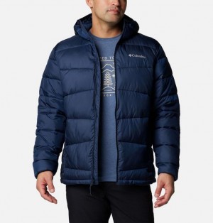 Men Columbia Fivemile Butte™ II Hooded Puffer Jacket Navy | US-HUTCLN-375