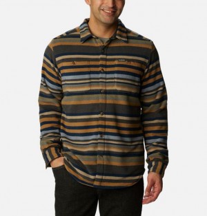 Men Columbia Flare Gun™ Over Shirt Fleece Dark Grey Stripes | US-UZEKOB-089