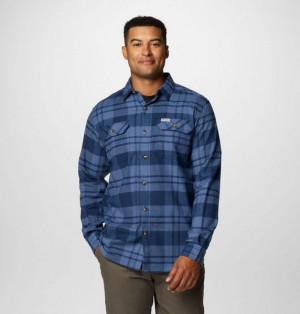 Men Columbia Flare Gun™ Stretch Flannel Shirts Navy | US-QOZLCJ-180