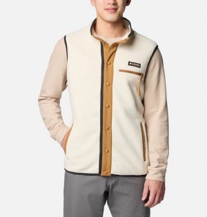 Men Columbia Helvetia™ Fleece Vest White / Yellow / Black | US-QWAFUE-492