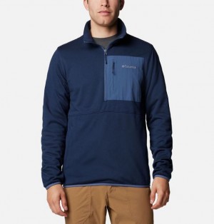 Men Columbia Hike™ II Technical Half Zip Fleece Navy / Dark | US-FZYGUK-406