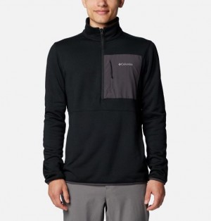 Men Columbia Hike™ II Technical Half Zip Fleece Black | US-SXBFGD-768