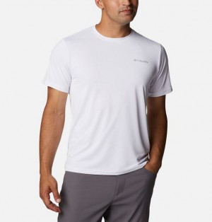 Men Columbia Hike™ Technical T-Shirt White | US-UQKXVC-791