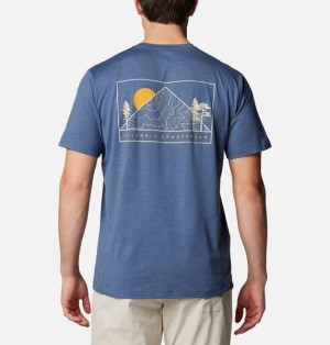 Men Columbia Kwick Hike™ Technical Graphic T-Shirt Blue | US-ECVQDZ-674