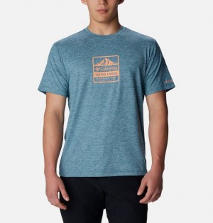 Men Columbia Kwick Hike™ Technical T-Shirt Blue | US-RDJLVT-215