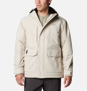 Men Columbia Landroamer™ Sherpa Lined Waterproof Hooded Jackets Dark Grey | US-XHCRNZ-873