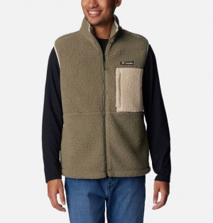 Men Columbia Mountainside™ Heavyweight Fleece Vest Grey / Green / Khaki | US-RGWTBA-254