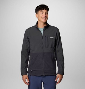 Men Columbia PFG Uncharted™ Fleece Jackets Dark Grey | US-WOHQSR-096