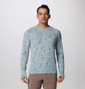 Men Columbia PFG Uncharted™ Technical Long Sleeve T-Shirt Blue | US-PNUEBX-517