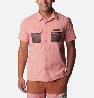 Men Columbia Painted Peak™ Woven Sleeve Shirts Pink | US-JIEWRV-637