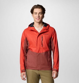 Men Columbia Pouring Adventure™ III Waterproof Hiking Jackets Red / Brown | US-KZRSMP-194