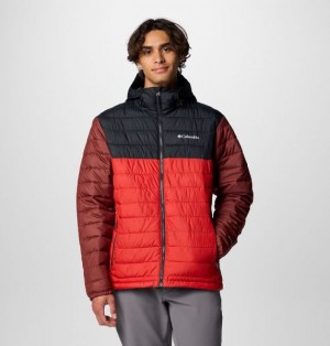 Men Columbia Powder Lite™ II Hooded Insulated Jackets Red / Black / Brown | US-IXWGSP-261