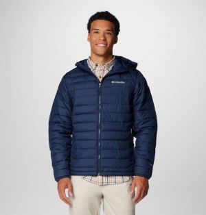 Men Columbia Powder Lite™ II Hooded Insulated Jackets Navy | US-PSXGJQ-486