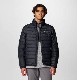 Men Columbia Powder Pass™ II Hybrid Down Jackets Black | US-JXMPFY-193