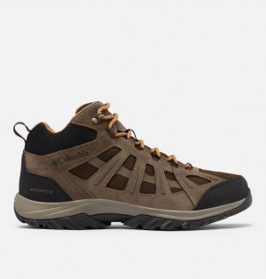 Men Columbia Redmond™ III Mid Waterproof Walking Shoes Dark Brown | US-CSGIZJ-827