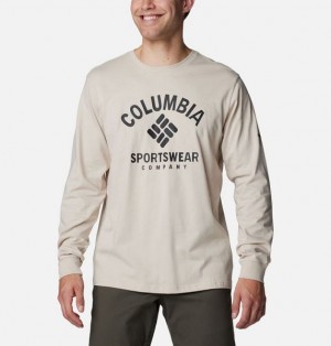 Men Columbia Rockaway River™ Graphic Long Sleeve T-Shirt Dark Grey | US-NILRAD-765