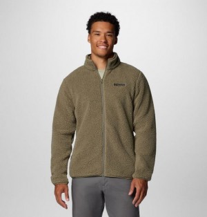 Men Columbia Rugged Ridge™ III Full Zip Sherpa Fleece Jackets Grey / Green | US-TFVBIC-190