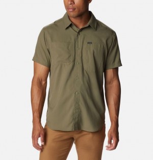 Men Columbia Silver Ridge™ Utility Lite Sleeve Shirts Grey / Green | US-XCULVI-734