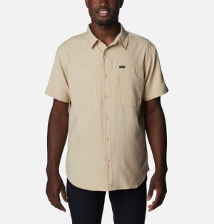 Men Columbia Silver Ridge™ Utility Lite Sleeve Shirts Khaki | US-KBQWNS-576