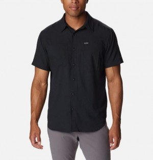 Men Columbia Silver Ridge™ Utility Lite Sleeve Shirts Black | US-TAHZRN-364