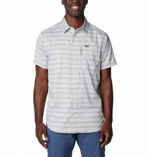 Men Columbia Silver Ridge™ Utility Sleeve Shirts Grey Stripes | US-TSVLFC-830