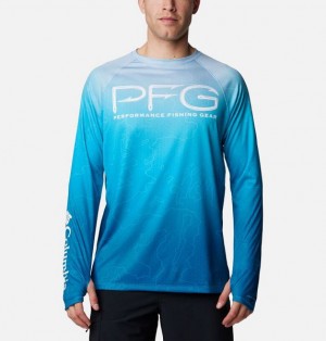 Men Columbia Super Terminal Tackle™ Vent Long Sleeve T-Shirt Blue | US-RXNGAV-162