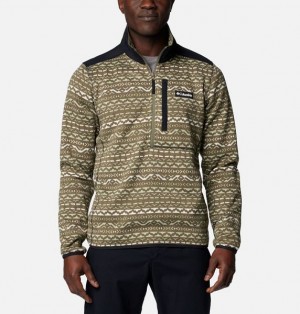 Men Columbia Sweater Weather™ III Half Zip Printed Fleece Grey / Green / Multicolor | US-WLSXMB-328